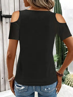 Cold Shoulder T-shirt Metal Ring Detail (3)