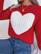 Cable Knit Heart Round Neck Sweater (12)
