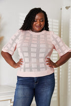 Ribbed Trim Round Neck Knit Top (25)