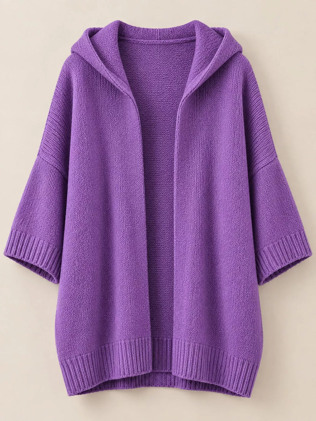 Full Size Hooded Open-front Knit Cardigan Plus (14)