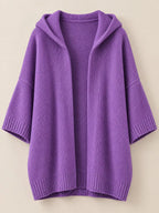 Full Size Hooded Open-front Knit Cardigan Plus (14)