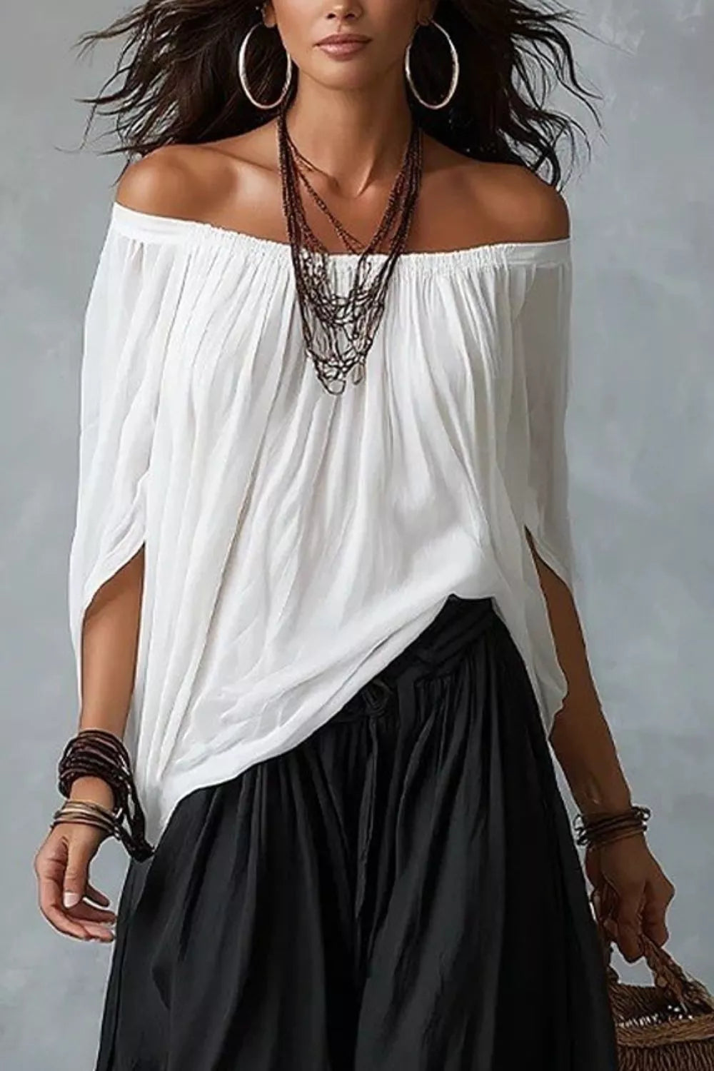 Full Size Off-shoulder Top Wide-leg Pants Set Plus (5)