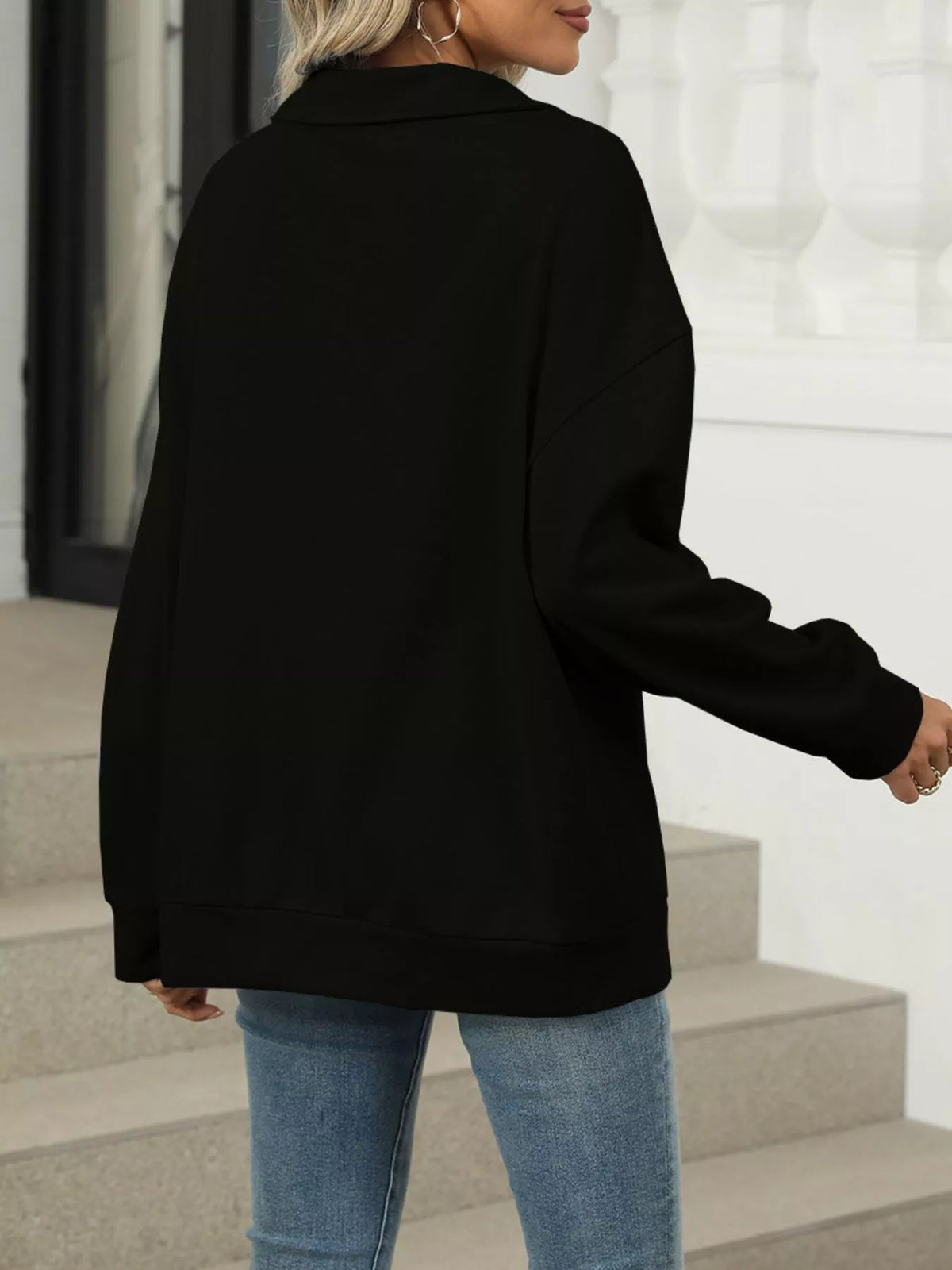 Johnny Collar Drop Shoulder Long Sleeve Sweatshirt (20)