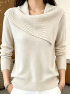 Full Size Asymmetric Ribbed Collar Sweater Plus