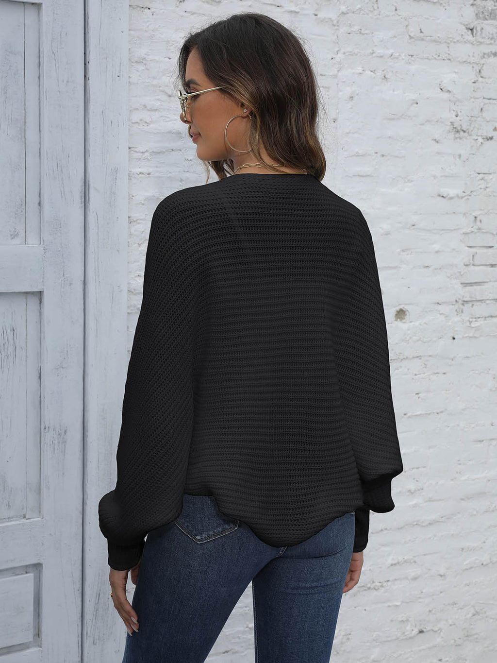 Bat Sleeve Open Front Short Cardigan (8)