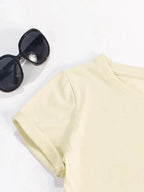 Letter Graphic Round Neck Short Sleeve T-shirt (24)