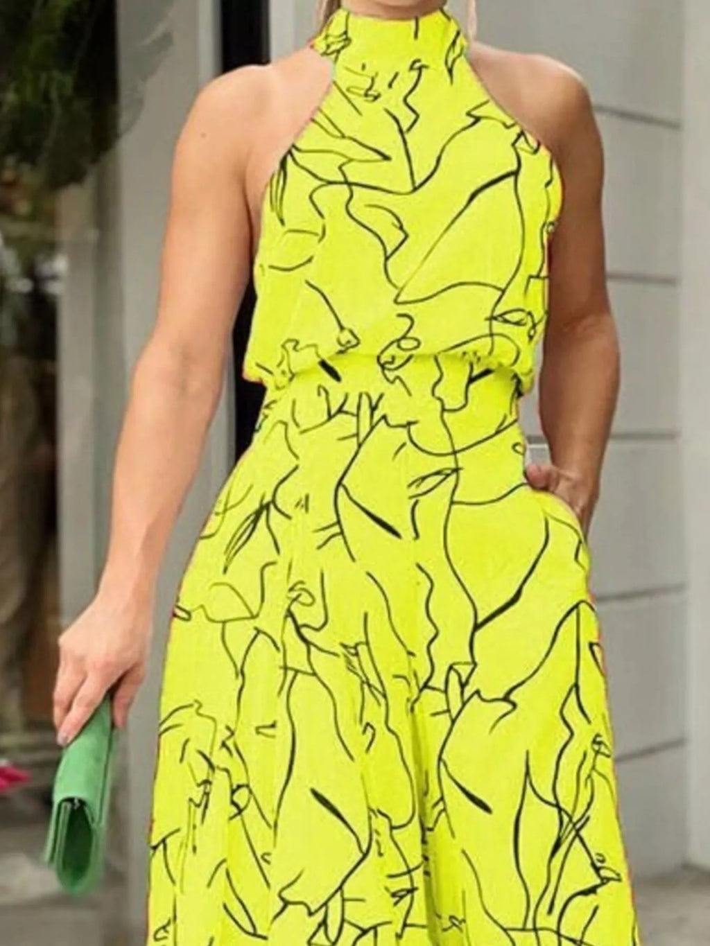 Halter Neck Abstract Print Wide Leg Jumpsuit (14)