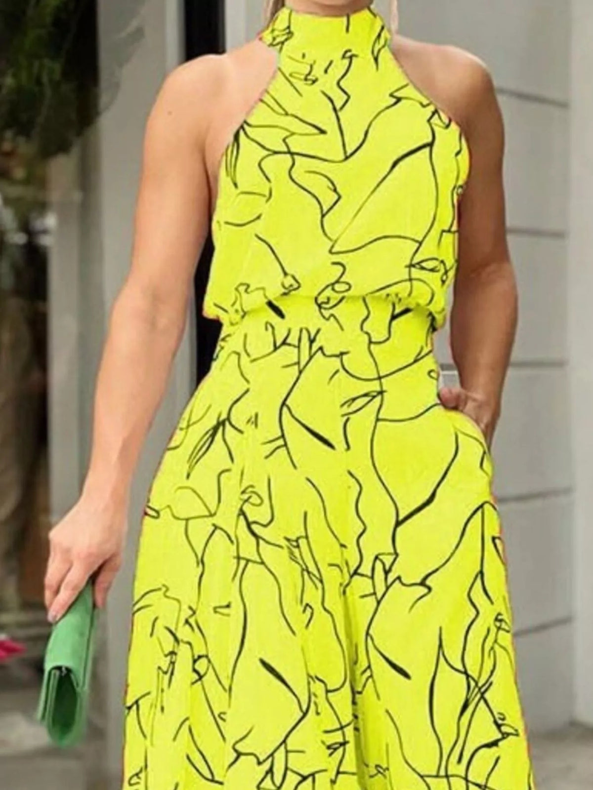 Halter Neck Abstract Print Wide Leg Jumpsuit (14)