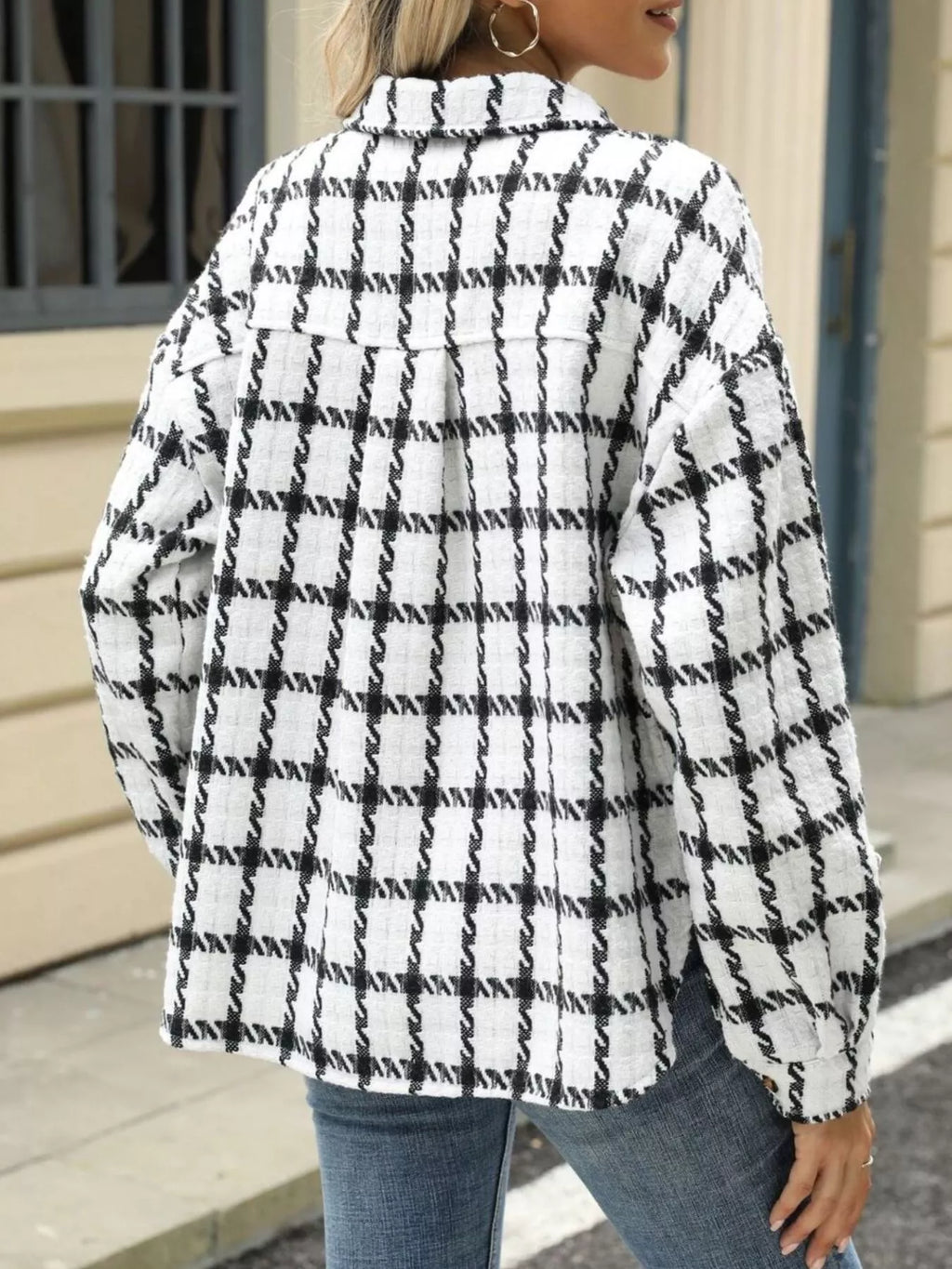 Plaid Button Up Long Sleeve Jacket (5)