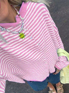 Striped Knit Button Up Cardigan (6)