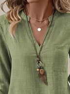 Roll-up Sleeve Notched Blouse (15)