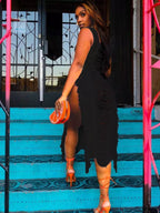 Fringe Split Square Neck Midi Dress (5)