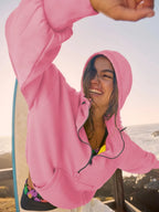 Half Zip Pocketed Dropped Shoulder Hoodie (11)