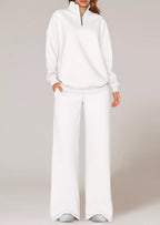 Half-zip Sweatshirt Wide-leg Sweatpants Set (19)