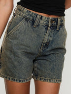 Washed High Rise Denim Shorts (4)