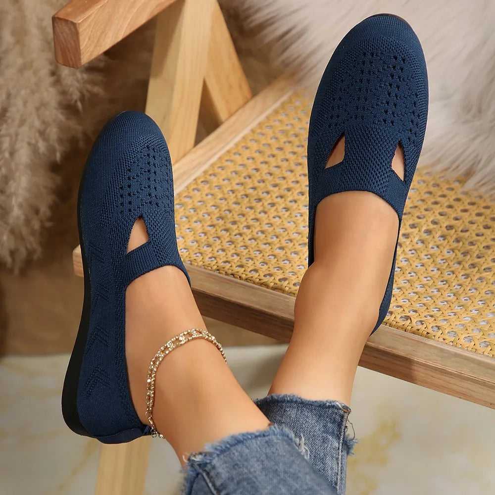 Breathable Mesh Round Toe Flat Slip-ons (4)