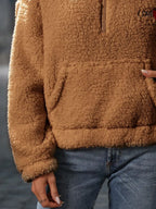 Heart Half Zip Long Sleeve Teddy Sweatshirt (8)