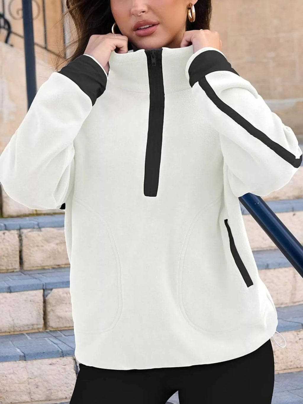 Half Zip Dropped Shoulder Sweatshirt (24)