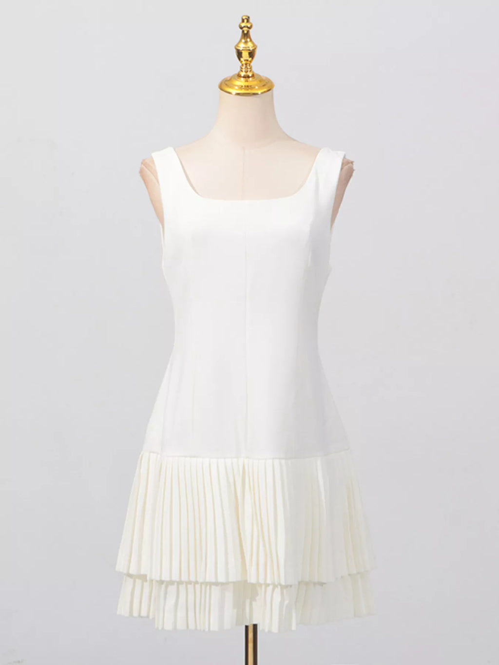 Square Neck Pleated Mini Dress (6)