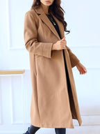Lapel Collar Wool Blend Overcoat (5)
