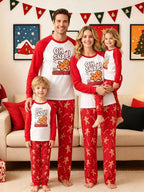 Family Matching Christmas Pajamas Set Gingerbread Man Print (3)