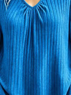 V-neck Ribbed Long Sleeve T-shirt (5)