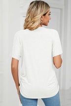 Ruched V-neck Short Sleeve T-shirt (8)