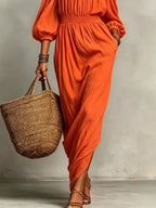 T Off-shoulder Smocked Waist Maxi Dress (12)
