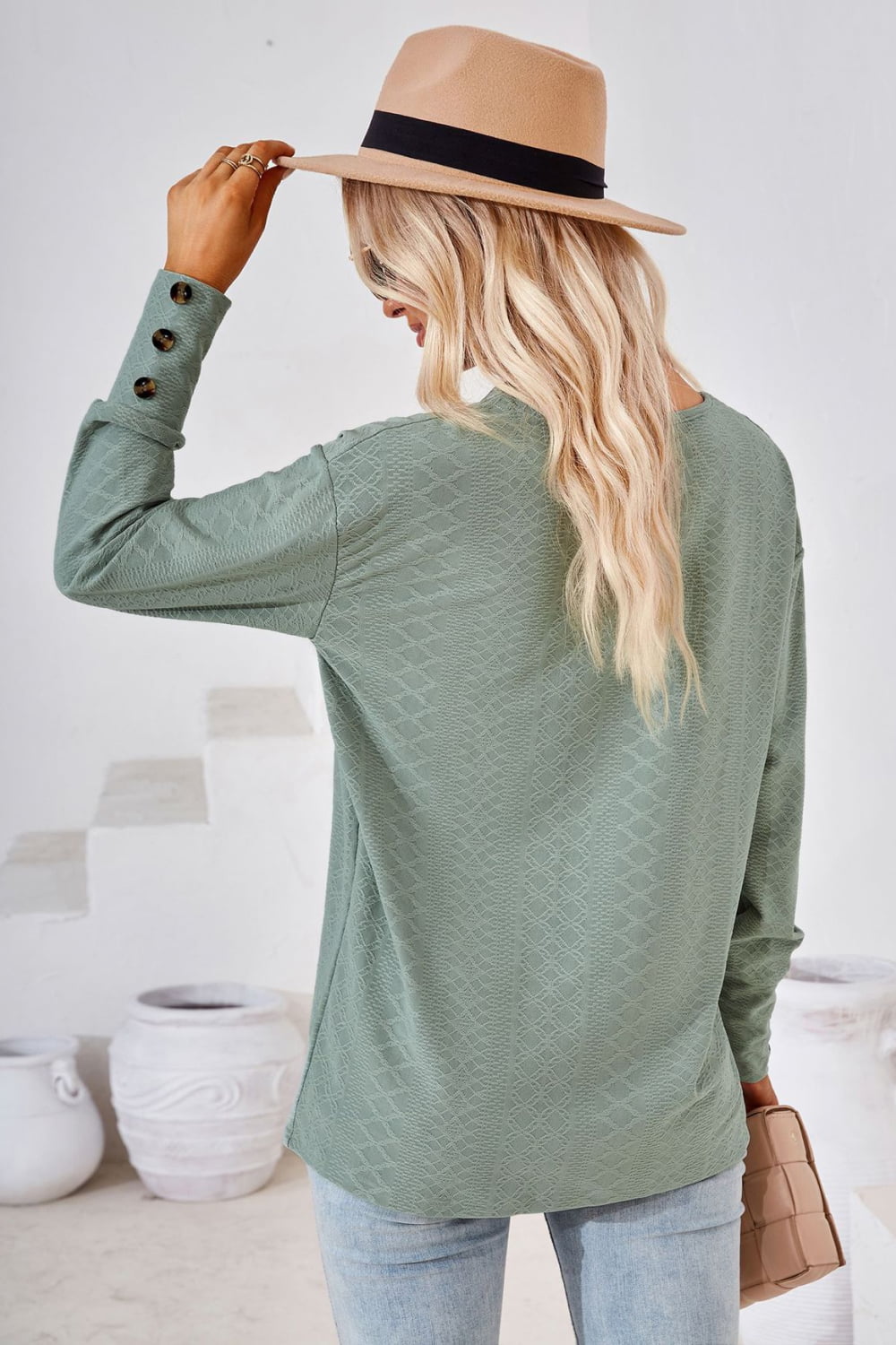 V-neck Long Sleeve Blouse (15)
