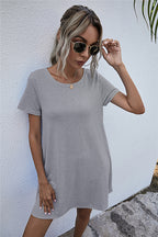 Round Neck Short Sleeve Mini Dress (15)
