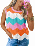 Block Round Neck Sweater Vest