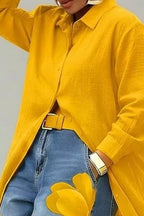 Button Up Long Sleeve Longline Shirt (6)