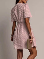 Textured V-neck Ruched Mini Dress (2)