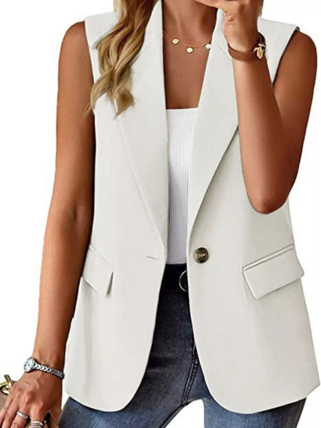 One Button Blazer Vest (4)