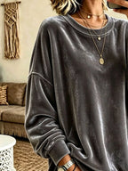 Full Size Solid Color Crew Neck Sweatshirt Plus (16)