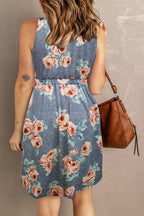 Printed Sleeveless Button Dress (25)