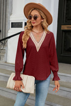 V-neck Flounce Sleeve Blouse