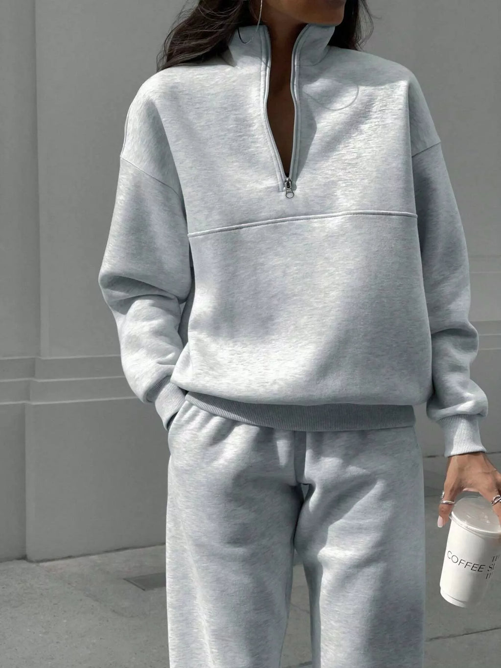 Half Zip Sweatshirt Pants Set