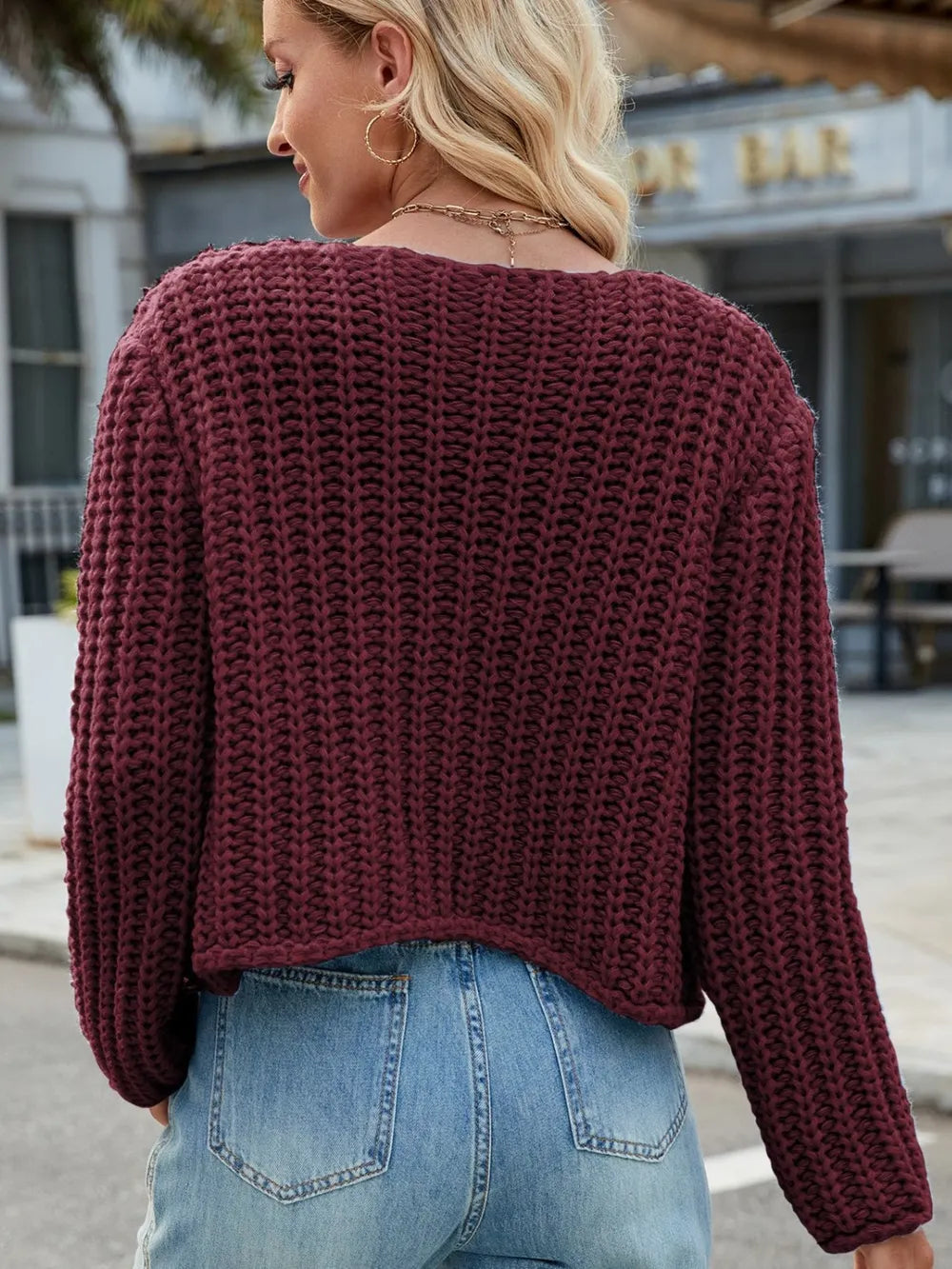 Round Neck Button Up Cardigan Pockets (8)