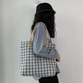 Checkered One-shoulder Large-capacity Canvas Bag variant CJNS145538501AZ