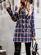 Plaid Tweed Double-breasted Coat (13)