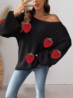 Strawberry Applique Oversized Sweater (6)