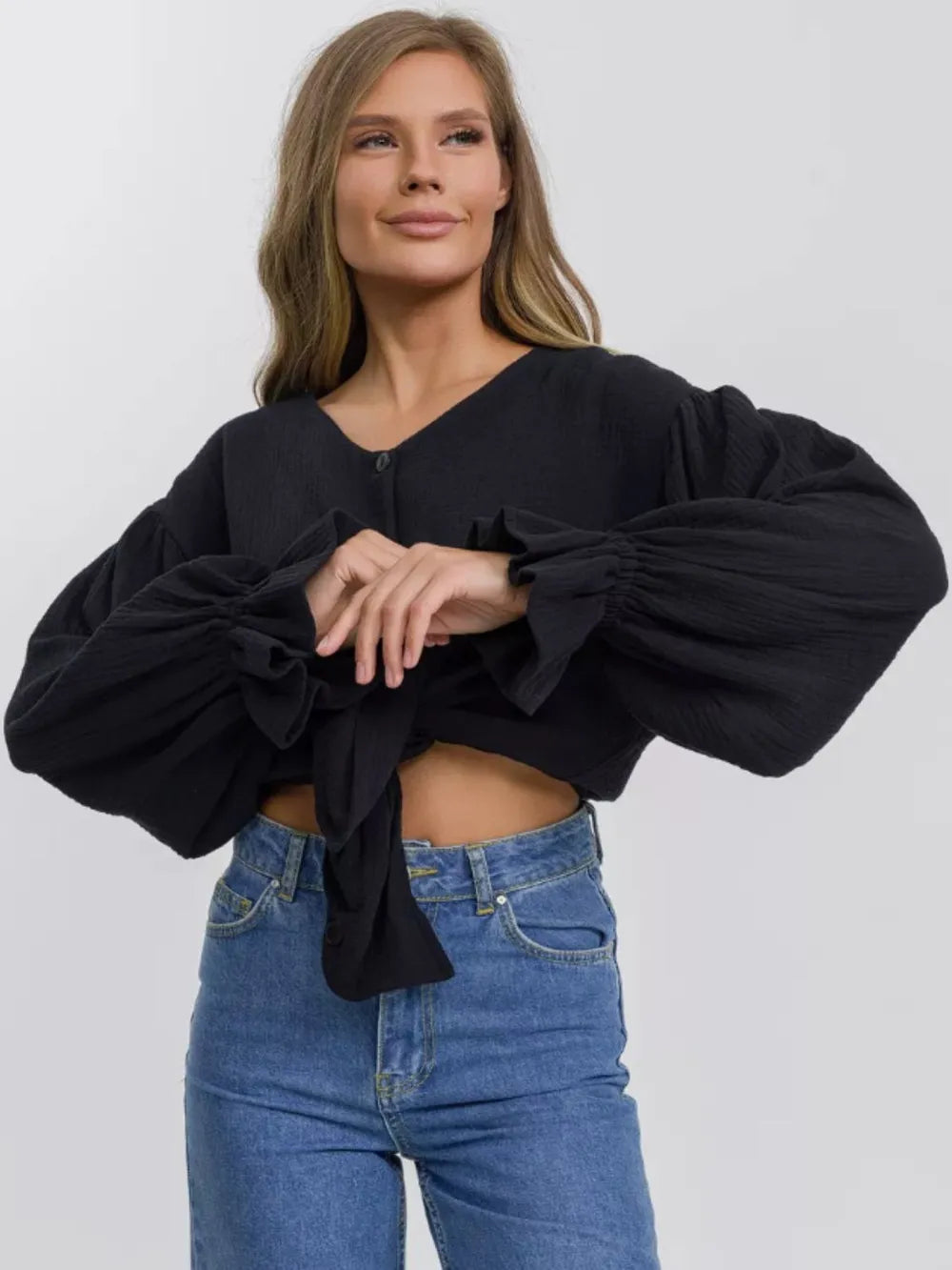Button Up Flounce Sleeve Shirt (21)
