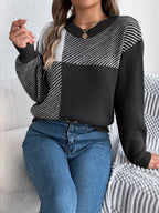 Block Striped Round Neck Sweater (18)