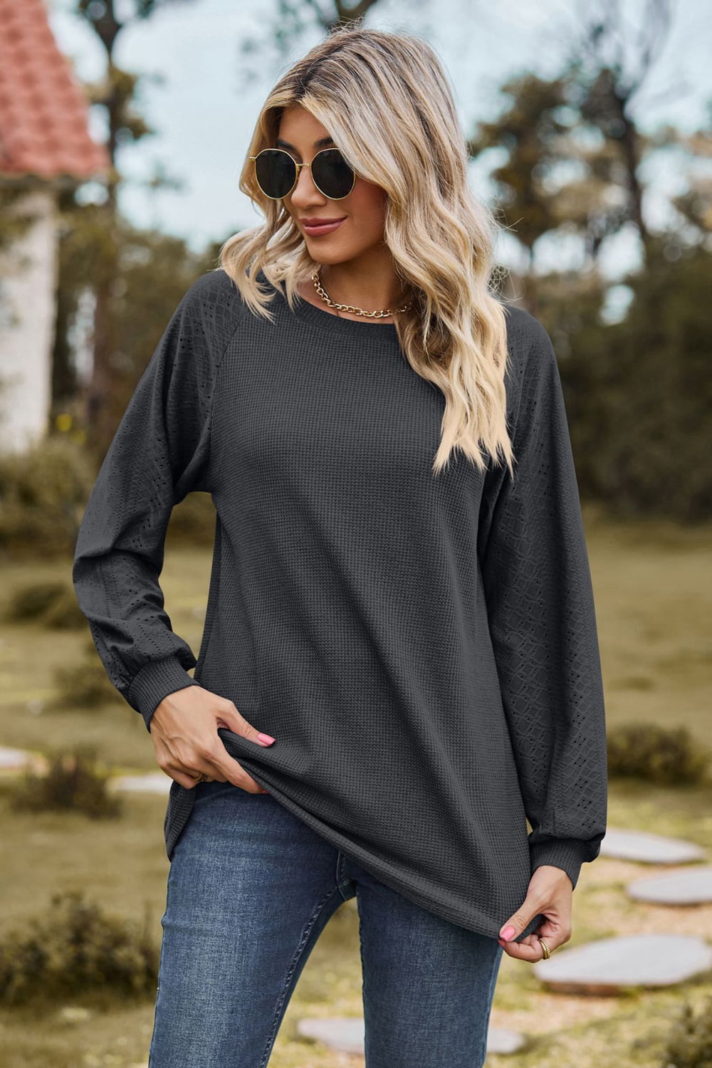 Round Neck Raglan Sleeve Sweatshirt (8)