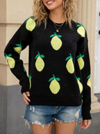 Lemon Crew Neck Round Neck Sweater (8)
