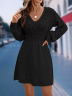 V-neck Long Sleeve Sweater Dress (8)