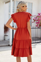 Ruched Notched Cap Sleeve Dress (16)