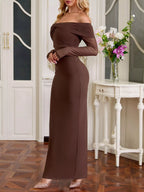 Off-shoulder Ruched Maxi Dress (10)
