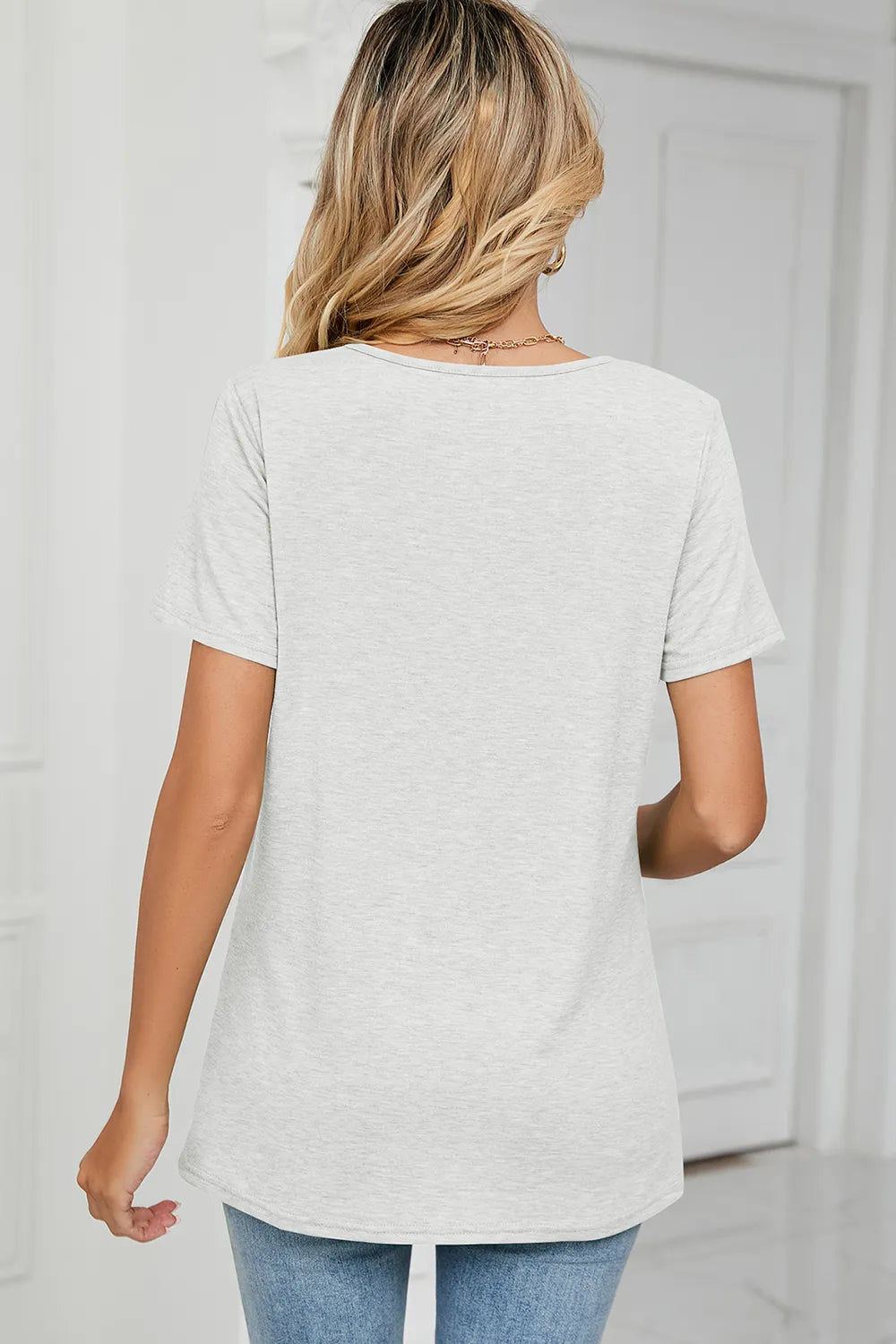 Ruched Heathered Short Sleeve T-shirt (6)